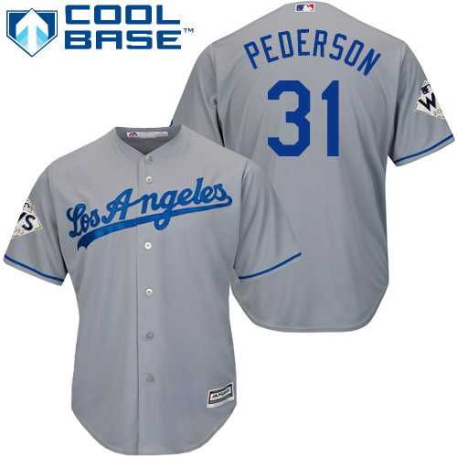Youth Los Angeles Dodgers #31 Joc Pederson Grey Cool Base 2017 World Series Bound Stitched Youth MLB Jersey