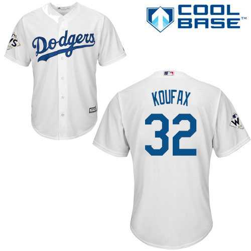 Youth Los Angeles Dodgers #32 Sandy Koufax White Cool Base 2017 World Series Bound Stitched Youth MLB Jersey