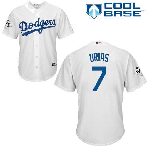 Youth Los Angeles Dodgers #7 Julio Urias White Cool Base 2017 World Series Bound Stitched MLB Jersey