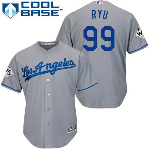 Youth Los Angeles Dodgers #99 Hyun-Jin Ryu Grey Cool Base 2017 World Series Bound Stitched MLB Jersey