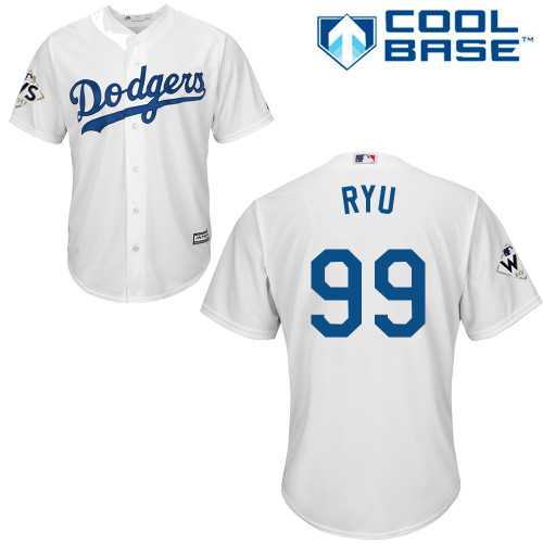 Youth Los Angeles Dodgers #99 Hyun-Jin Ryu White Cool Base 2017 World Series Bound Stitched MLB Jersey