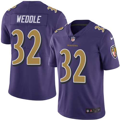 Youth Nike Baltimore Ravens #32 Eric Weddle Purple Stitched NFL Limited Rush Jersey