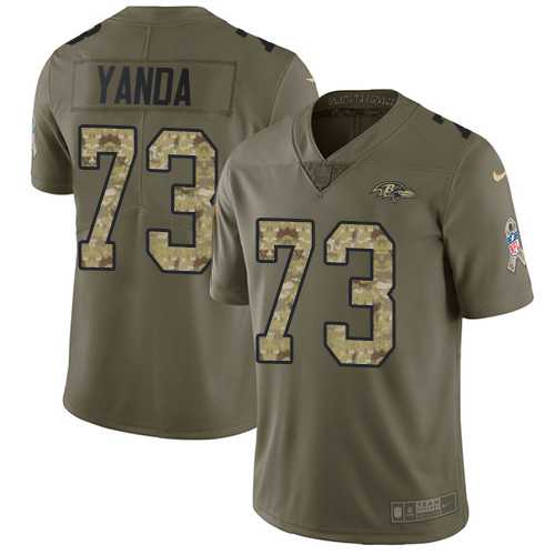 Youth Nike Baltimore Ravens #73 Marshal Yanda Olive Camo Stitched NFL Limited 2017 Salute to Service Jersey
