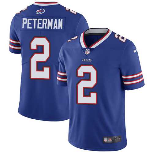Youth Nike Buffalo Bills #2 Nathan Peterman Royal Blue Team Color Stitched NFL Vapor Untouchable Limited Jersey
