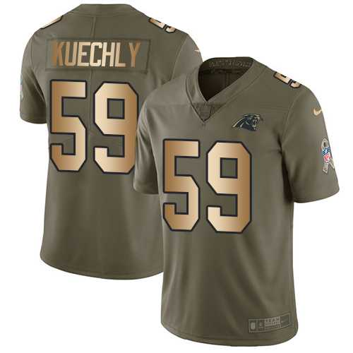 Youth Nike Carolina Panthers #59 Luke Kuechly Olive Gold Stitched NFL Limited 2017 Salute to Service Jersey