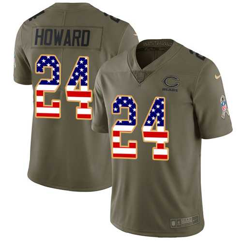 Youth Nike Chicago Bears #24 Jordan Howard Olive USA Flag Stitched NFL Limited 2017 Salute to Service Jersey