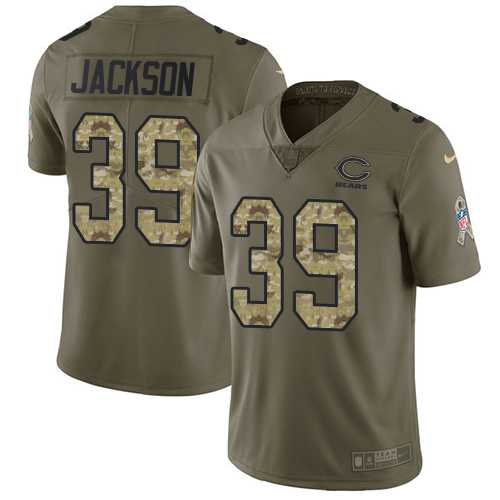 Youth Nike Chicago Bears #39 Eddie Jackson Olive Camo Stitched NFL Limited 2017 Salute to Service Jersey
