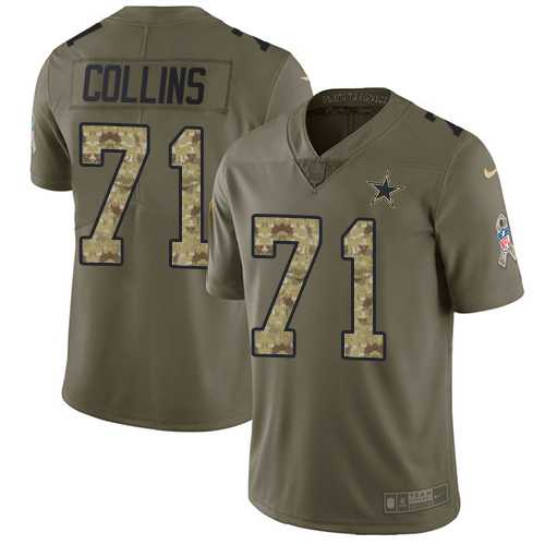 Youth Nike Dallas Cowboys #71 La'el Collins Olive Camo Stitched NFL Limited 2017 Salute to Service Jersey