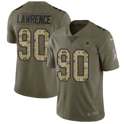 Youth Nike Dallas Cowboys #90 Demarcus Lawrence Olive Camo Stitched NFL Limited 2017 Salute to Service Jersey