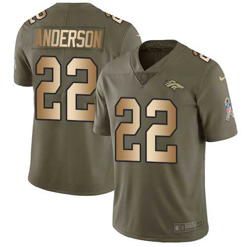 Youth Nike Denver Broncos #22 C.J. Anderson Olive Gold Stitched NFL Limited 2017 Salute to Service Jersey