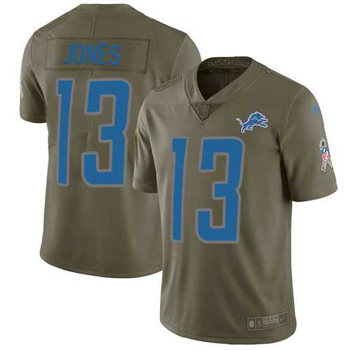 Youth Nike Detroit Lions #13 T.J. Jones Olive Stitched NFL Limited 2017 Salute to Service Jersey