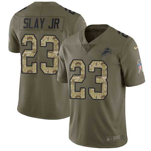 Youth Nike Detroit Lions #23 Darius Slay Jr Olive Camo Stitched NFL Limited 2017 Salute to Service Jersey
