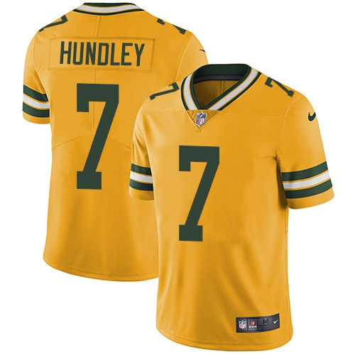Youth Nike Green Bay Packers #7 Brett Hundley Yellow Stitched NFL Limited Rush Jersey