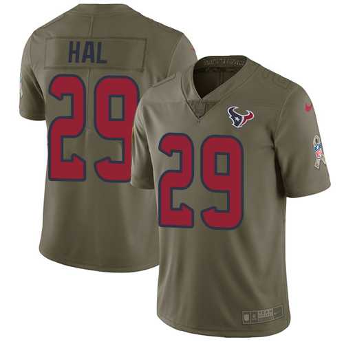 Youth Nike Houston Texans #29 Andre Hal Olive Stitched NFL Limited 2017 Salute to Service Jersey