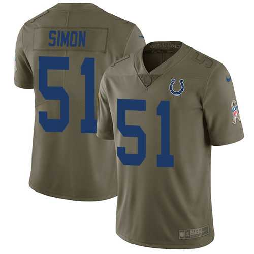 Youth Nike Indianapolis Colts #51 John Simon Olive Stitched NFL Limited 2017 Salute to Service Jersey