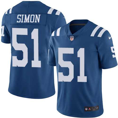 Youth Nike Indianapolis Colts #51 John Simon Royal Blue Team Color Stitched NFL Vapor Untouchable Limited Jersey