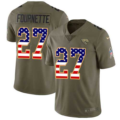 Youth Nike Jacksonville Jaguars #27 Leonard Fournette Olive USA Flag Stitched NFL Limited 2017 Salute to Service Jersey