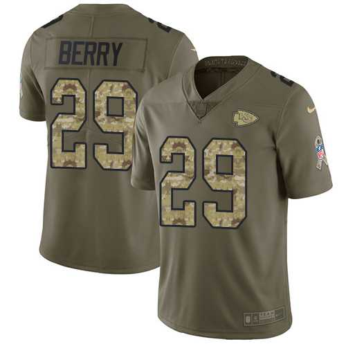 Youth Nike Kansas City Chiefs #29 Eric Berry Olive Camo Stitched NFL Limited 2017 Salute to Service Jersey