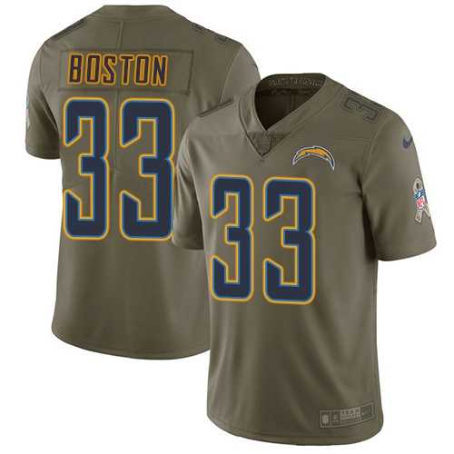 Youth Nike Los Angeles Chargers #33 Tre Boston Olive Stitched NFL Limited 2017 Salute to Service Jersey