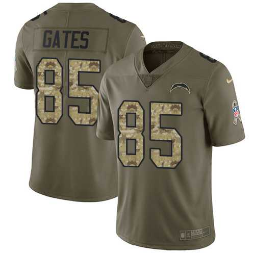 Youth Nike Los Angeles Chargers #85 Antonio Gates Olive Camo Stitched NFL Limited 2017 Salute to Service Jersey Youth Nike Los Angeles Chargers #85 Antonio Gates Olive Camo Stitched NFL Limited 2017 Salute to Service Jersey