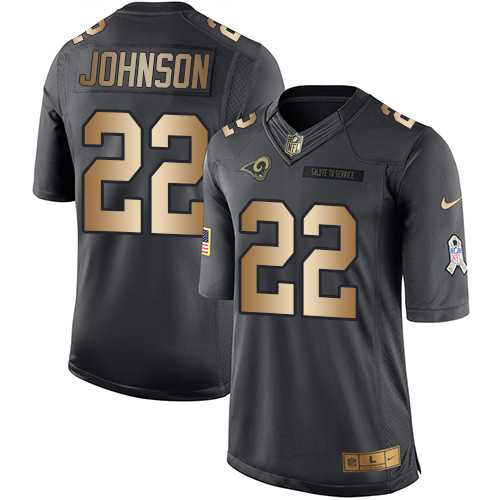 Youth Nike Los Angeles Rams #22 Trumaine Johnson Black Stitched NFL Limited Gold Salute to Service Jersey
