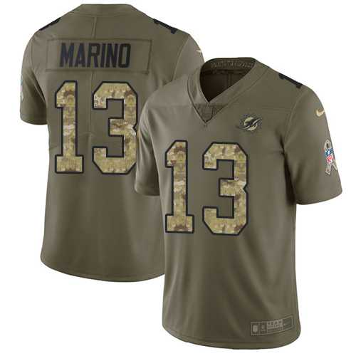 Youth Nike Miami Dolphins #13 Dan Marino Olive Camo Stitched NFL Limited 2017 Salute to Service Jersey