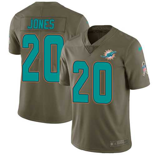 Youth Nike Miami Dolphins #20 Reshad Jones Olive Stitched NFL Limited 2017 Salute to Service Jersey
