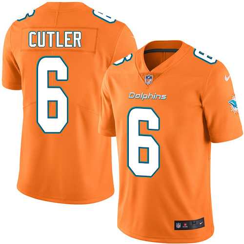 Youth Nike Miami Dolphins #6 Jay Cutler Orange Stitched NFL Limited Rush Jersey