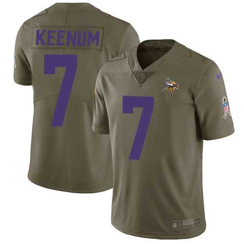 Youth Nike Minnesota Vikings #7 Case Keenum Olive Stitched NFL Limited 2017 Salute to Service Jersey