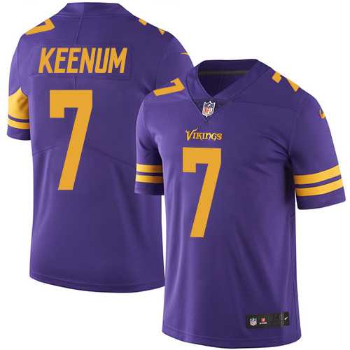Youth Nike Minnesota Vikings #7 Case Keenum Purple Stitched NFL Limited Rush Jersey