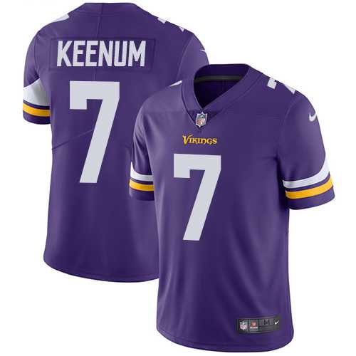 Youth Nike Minnesota Vikings #7 Case Keenum Purple Team Color Stitched NFL Vapor Untouchable Limited Jersey