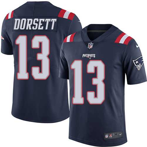 Youth Nike New England Patriots #13 Phillip Dorsett Navy Blue Stitched NFL Limited Rush Jersey