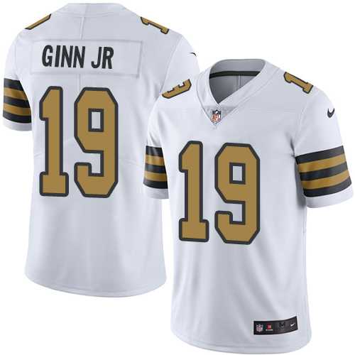 Youth Nike New Orleans Saints #19 Ted Ginn Jr White Stitched NFL Limited Rush Jersey