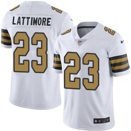 Youth Nike New Orleans Saints #23 Marshon Lattimore White Stitched NFL Limited Rush Jersey