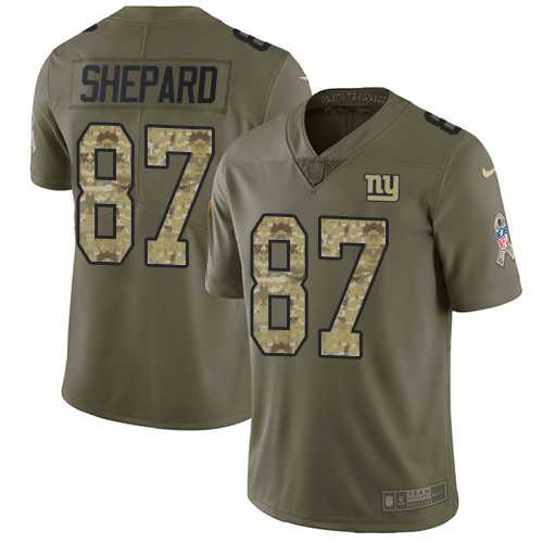 Youth Nike New York Giants #87 Sterling Shepard Olive Camo Stitched NFL Limited 2017 Salute to Service Jersey