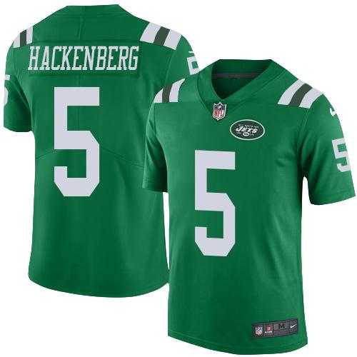 Youth Nike New York Jets #5 Christian Hackenberg Green Stitched NFL Limited Rush Jersey