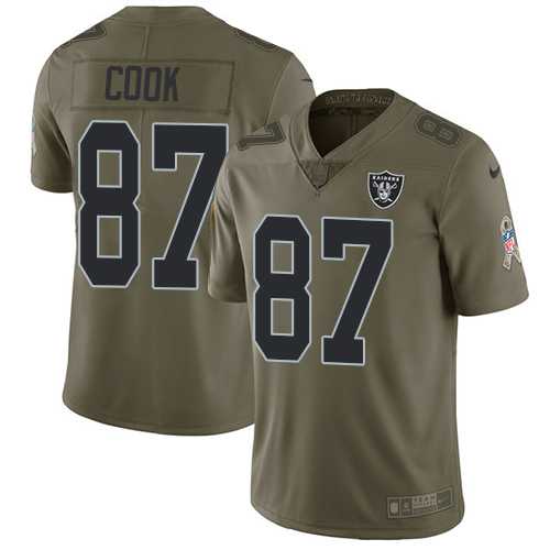 Youth Nike Oakland Raiders #87 Jared Cook Olive Stitched NFL Limited 2017 Salute to Service Jersey