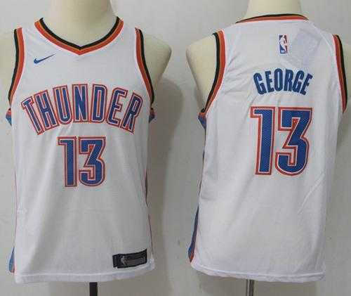 Youth Nike Oklahoma City Thunder #13 Paul George White NBA Swingman Jersey