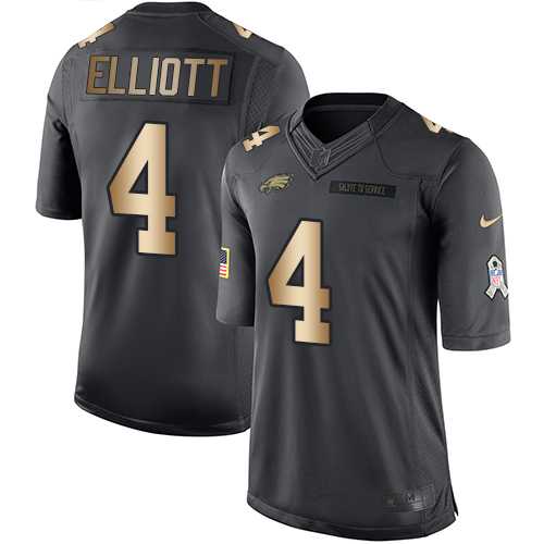 Youth Nike Philadelphia Eagles #4 Jake Elliott Black Stitched NFL Limited Gold Salute to Service Jersey