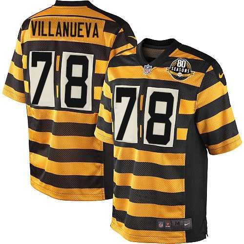 Youth Nike Pittsburgh Steelers #78 Alejandro Villanueva Black Yellow Alternate Stitched NFL Limited Jersey
