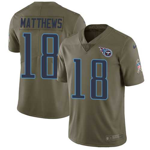 Youth Nike Tennessee Titans #18 Rishard Matthews Olive Stitched NFL Limited 2017 Salute to Service Jersey