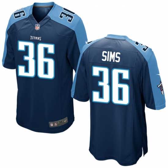 Youth Nike Tennessee Titans #36 Leshaun Sims Navy Blue Stitched NFL Game Jersey
