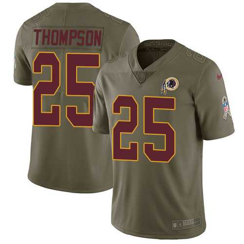 Youth Nike Washington Redskins #25 Chris Thompson Olive Stitched NFL Limited 2017 Salute to Service Jersey