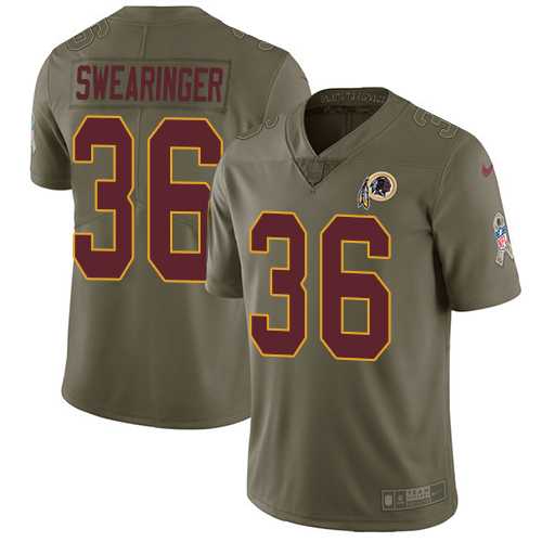 Youth Nike Washington Redskins #36 D.J. Swearinger Olive Stitched NFL Limited 2017 Salute to Service Jersey