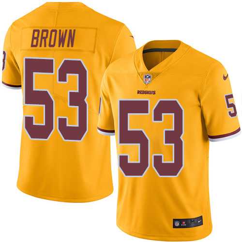 Youth Nike Washington Redskins #53 Zach Brown Gold Stitched NFL Limited Rush Jersey