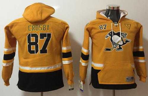 Youth Pittsburgh Penguins #87 Sidney Crosby Yellow Name & Number Pullover NHL Hoodie