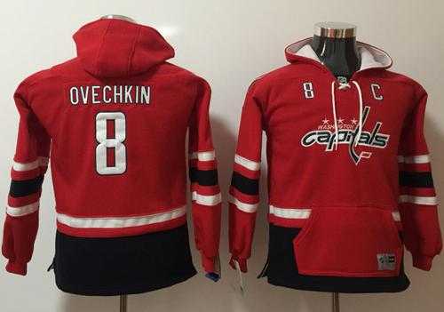 Youth Washington Capitals #8 Alex Ovechkin Red Name & Number Pullover NHL Hoodie