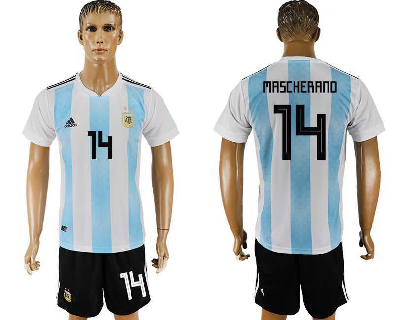 Argentina #14 MASCHERANO Home 2018 FIFA World Cup Soccer Jersey