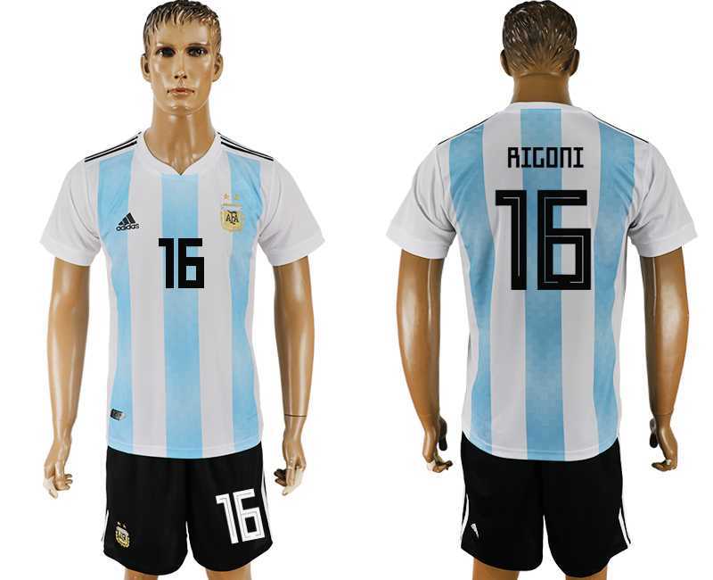Argentina #16 RIGONI Home 2018 FIFA World Cup Soccer Jersey
