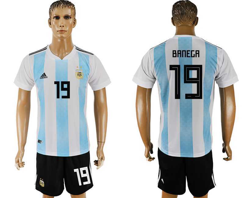 Argentina #19 BANEGA Home 2018 FIFA World Cup Soccer Jersey